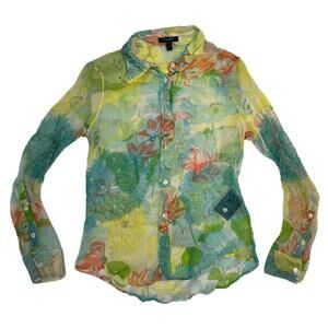 100% Silk Burberry Tropical Print Top (NWOT)